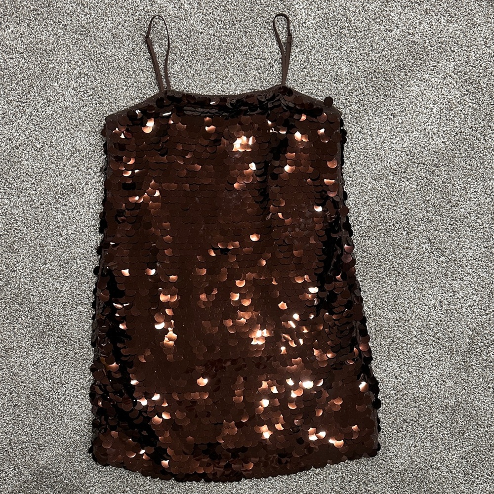 A New Day Brown sequin Spaghetti Strap Top